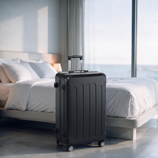 TRVLMORE Reisekoffer 110 l – Hartschalenkoffer aus ABS – 360°-Rollen – Zahlenschloss – Schwarz