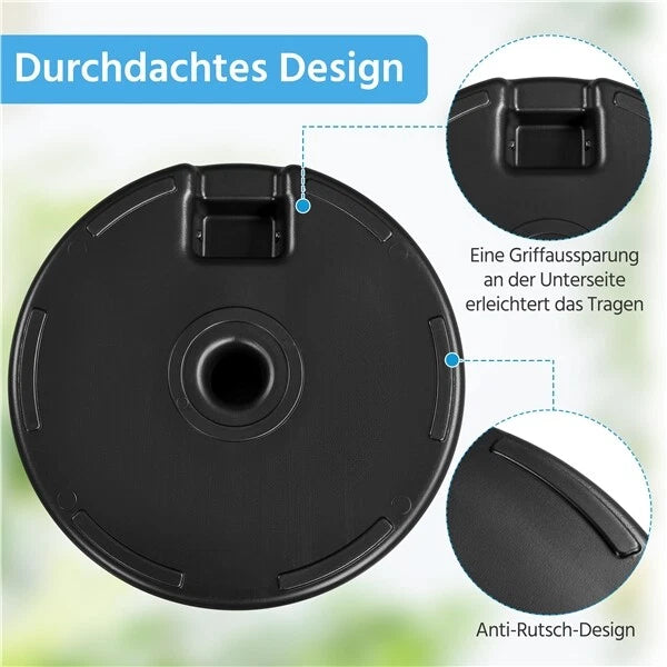 Yaheetech Sonnenschirmständer Ø 50 cm – Schwarz – Befüllbarer Sonnenschirmständer mit Wasser oder Sand für Sonnenschirme mit einem Durchmesser von 38–48 mm