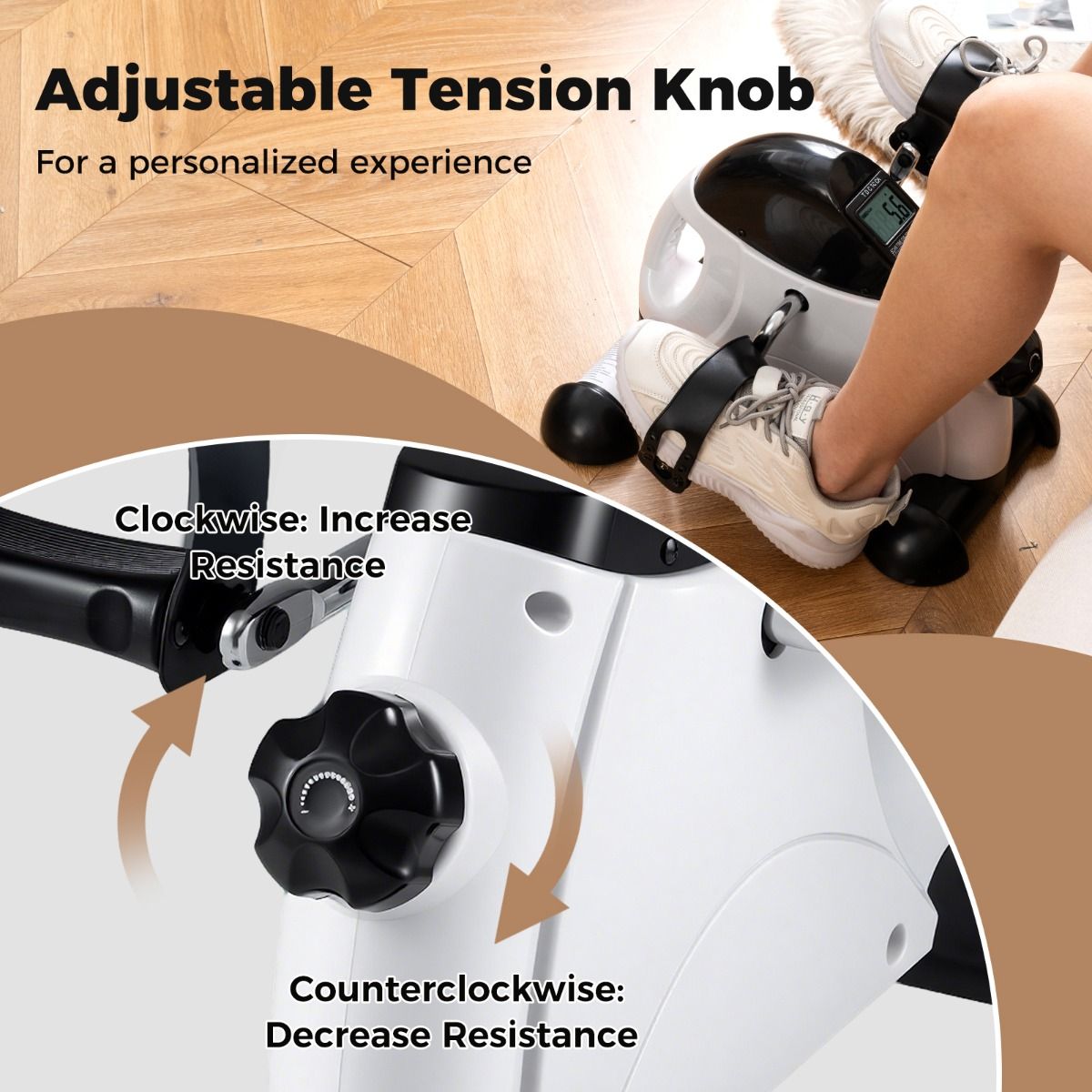 Coast Mini-Heimtrainer – Arm- und Beintrainer – Einstellbarer Widerstand – Weiß
