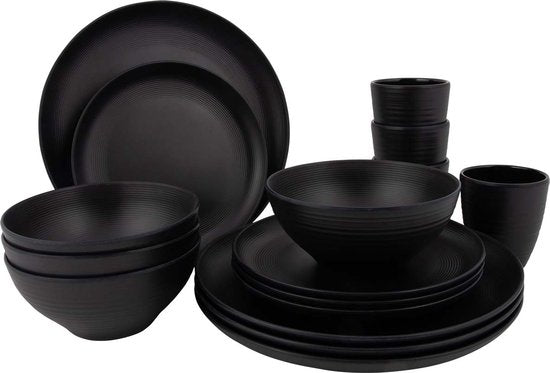 Bo-Camp – Industrial – Geschirr – Orville – 16-teilig – Schwarz