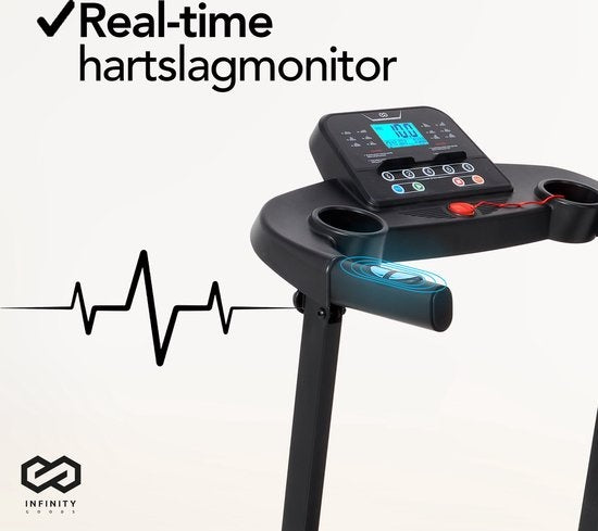 Infinity Goods - Laufband mit Neigungsfunktion - klappbar - inkl. Tablet-Halterung - bis zu 12 km/h - 132 x 60 x 117 cm - Schwarz