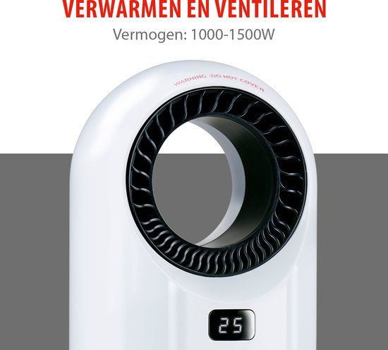 alpina Elektro-Heizlüfter 1500W - Keramik-Heizlüfter mit Timer und Fernbedienung - Oszillierender Heizlüfter mit Kühl- und Heizfunktion - 18 x 18 x 37cm