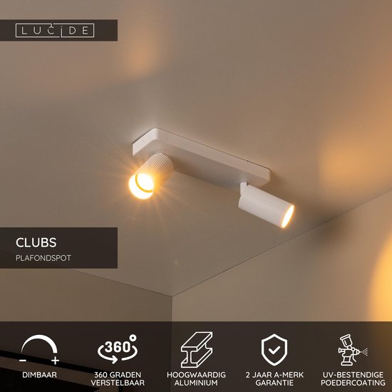 Lucide CLUBS – Deckenstrahler (Deckenleuchte) – 2xGU10 (MR16) – Weiß