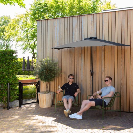 VONROC Premium Sonnenschirm Magione - Strapazierfähiger Balkon-Sonnenschirm - halbrund 270x135cm - UV-beständiges Tuch - Grau - inkl. Schutzhülle