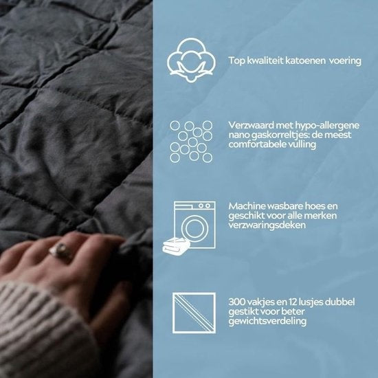 Calmzy 2.0 - Kuscheldecke 9 kg - 150 x 200 cm - Dunkelgrau
