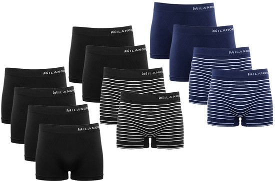 Milanoro - 4 nahtlose Boxershorts - Schwarz/Schwarz gestreift - L