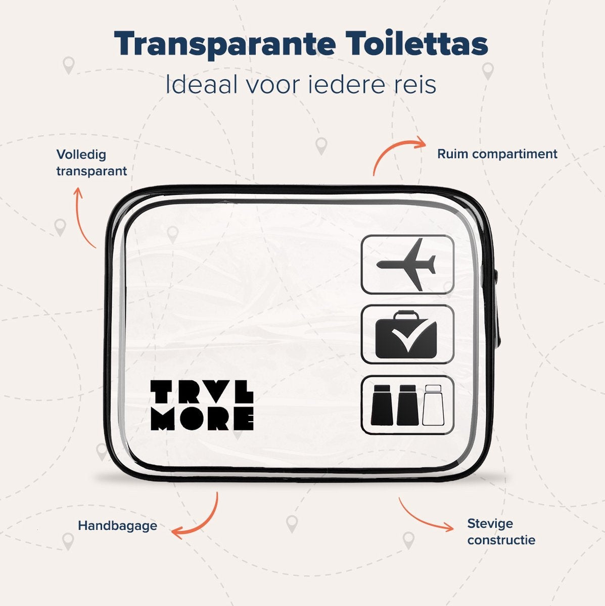 TRVLMORE Transparente Toilettentasche - Schwarz/Transparent