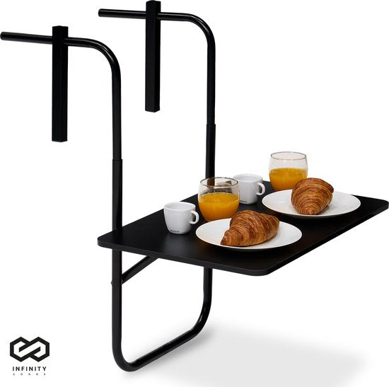 Infinity Goods Balkontisch - klappbar - 40 x 60 CM - verstellbar - hängend - Schwarz