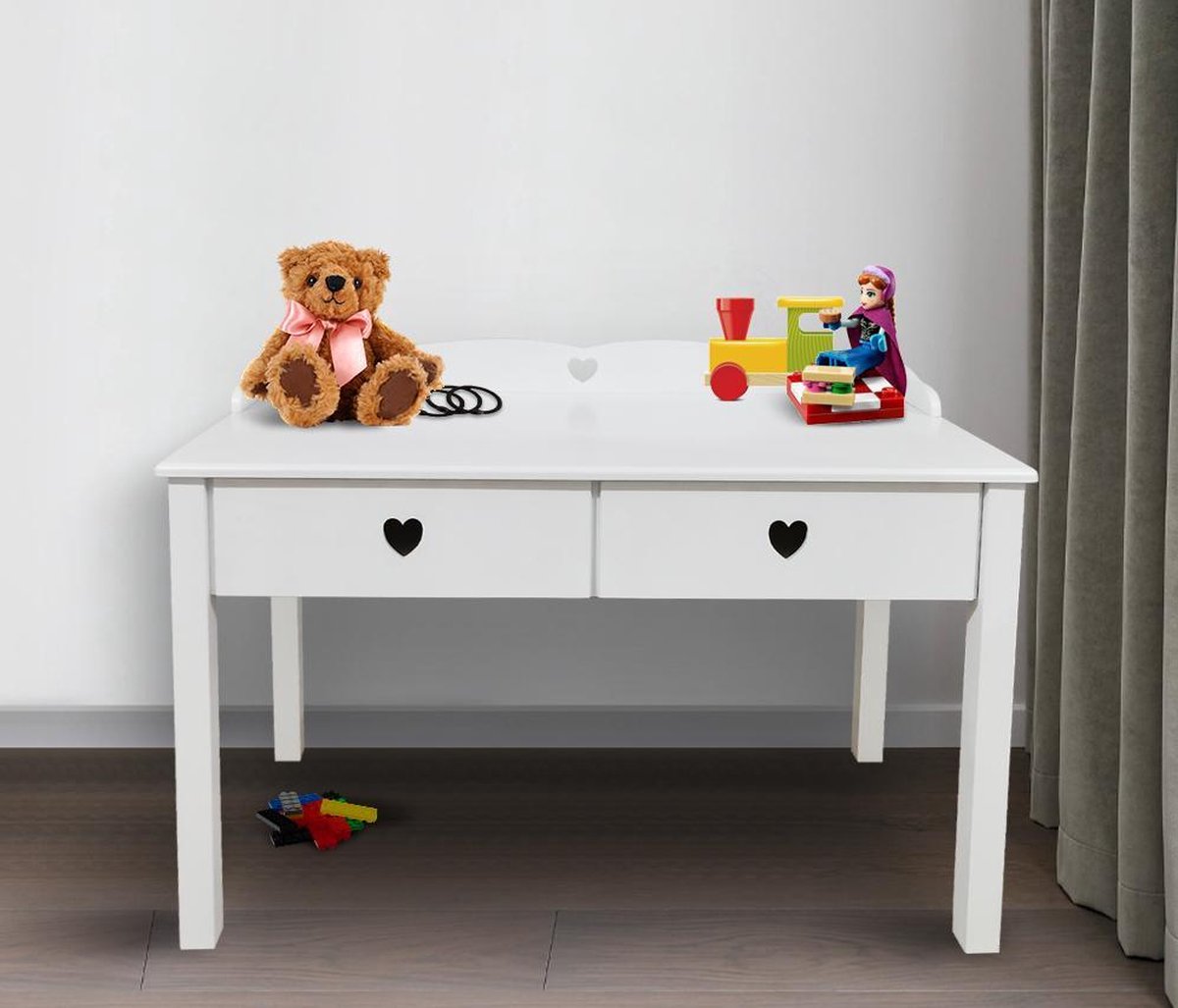 VDD Kinderschreibtisch - 2 Schubladen - 55 x 110 x 61 cm - Weiß