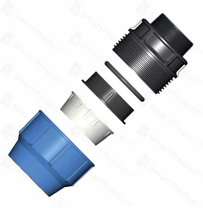SmartProduct PE-T-Stück-Verbindungsstück – 20 x 20 x 20 mm – PN16 – DVGW-zertifiziert für Trinkwasser – PP – Schwarz/Blau