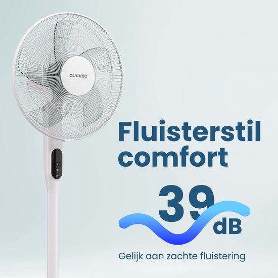 Auronic Stativventilator - Standventilator - Luftkühler - Boden- und Tischventilator - 3-in-1 - 12 Geschwindigkeiten - Leiser Ventilator - Ventilator - Mit Fernbedienung - Weiß