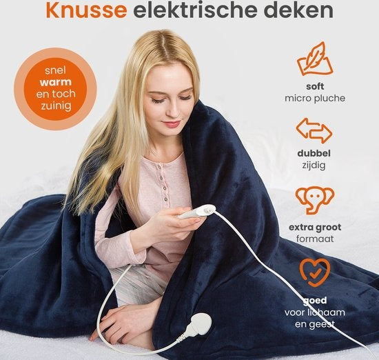 Goliving Elektrische Heizdecke - 3 Wärmestufen - Waschmaschinenfest - 120W - 2,5 Meter Kabel - 160 x 120 cm - Braun