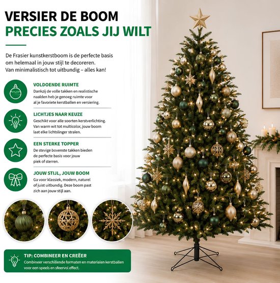 Black Box Trees Frasier Baum – Weihnachtsbaum in natürlicher Form – Weihnachtsdekoration für den Innenbereich – Kunstbaum mit Scharnierkonstruktion – Höhe 185 x Durchmesser 124 cm – Grün