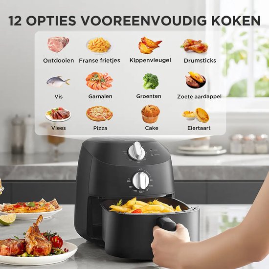 Midea Airfryer MAF20P0BPK – Kompakt, 2 l, 1150 W, ölfreies Frittieren
