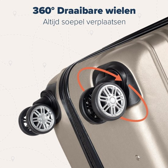 TRVLMORE Handgepäckkoffer mit Zahlenschloss – 38 L – 54 × 36 × 20 cm – Champagner