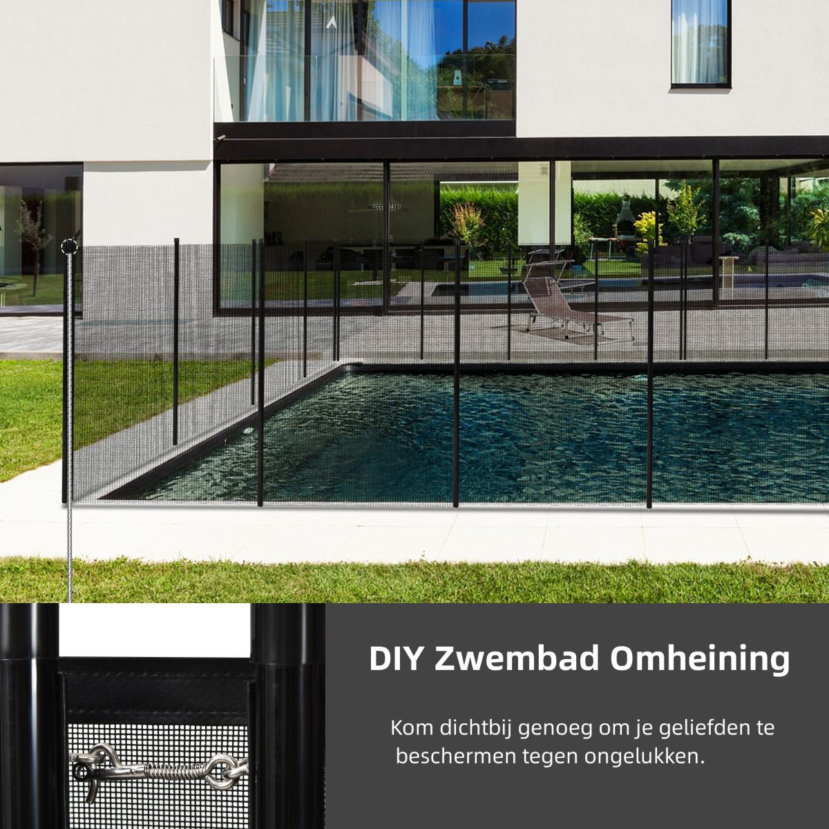 Coast Schwimmbadzaun für Kinder – Schutzzaun für Garten und Schwimmbad – Teichzaun – 360 x 125 cm