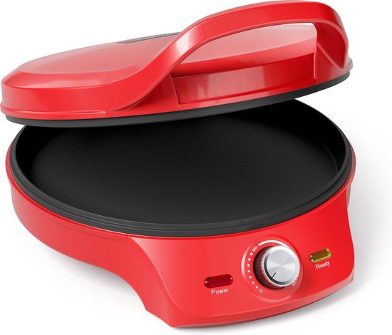 Princess Pizza Maker 115007 – Pizzaofen – Einstellbarer Thermostat bis 220 °C – Rot – Ø 30 cm – auch als Tischgrill verwendbar – für frische und Tiefkühlpizzen