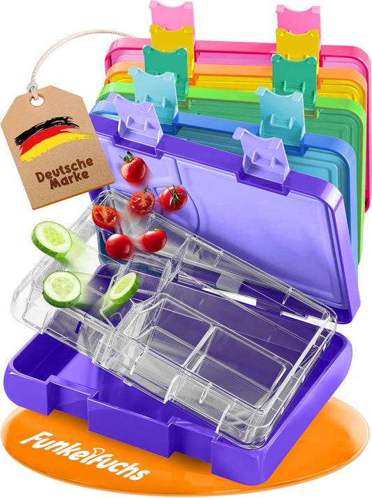 Funkelfuchs® - Lunchbox kids mit Fach - 800ml, lila - Lunchbox moonlight, groß - Brotzeitbox, Brotzeitbox, Lunchbox, Brotzeitbox, bento box kids - für Schule, Kindergarten und Kita