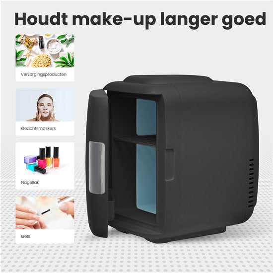 Auronic Mini-Kühlschrank - 4 Liter - Make-up und Schönheitspflege - 100/240V / 12V Autostecker - Schwarz