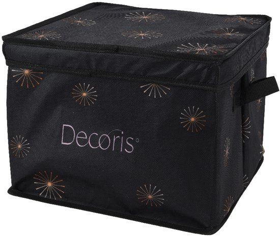 Decoris Aufbewahrungsbox für Weihnachtskugeln – Weihnachtsdeko Organizer – Faltbar – Polyester – 41 x 31 x 32 cm – Schwarz