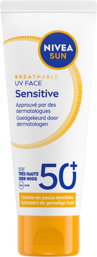 NIVEA SUN UV Face Senstive SPF50+ Sonnenschutz für das Gesicht - für empfindliche Haut - atmungsaktive, nicht fettende Formel - parfümfrei - 40ml