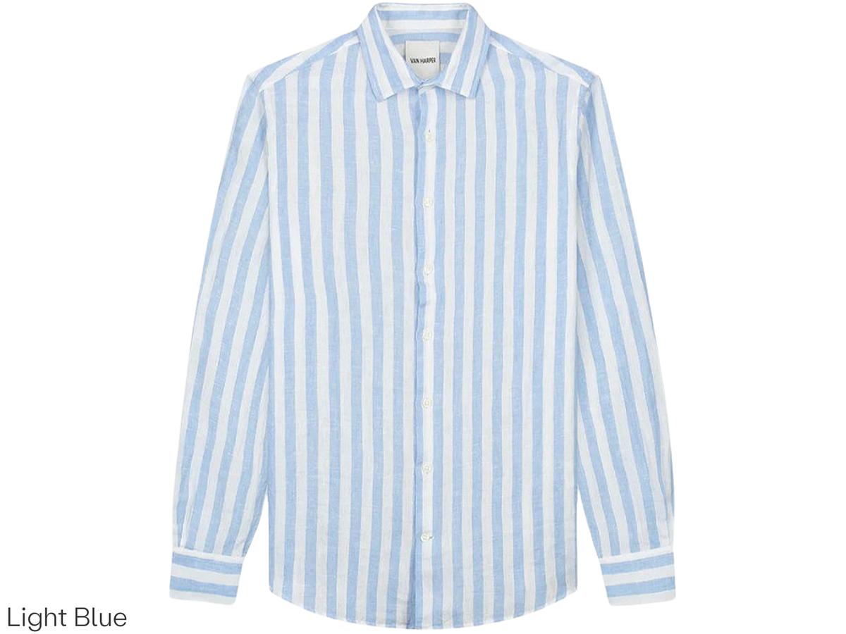 Van Harper Leinenhemd – Regular Fit – Größe XL – Leaf Green Stripe