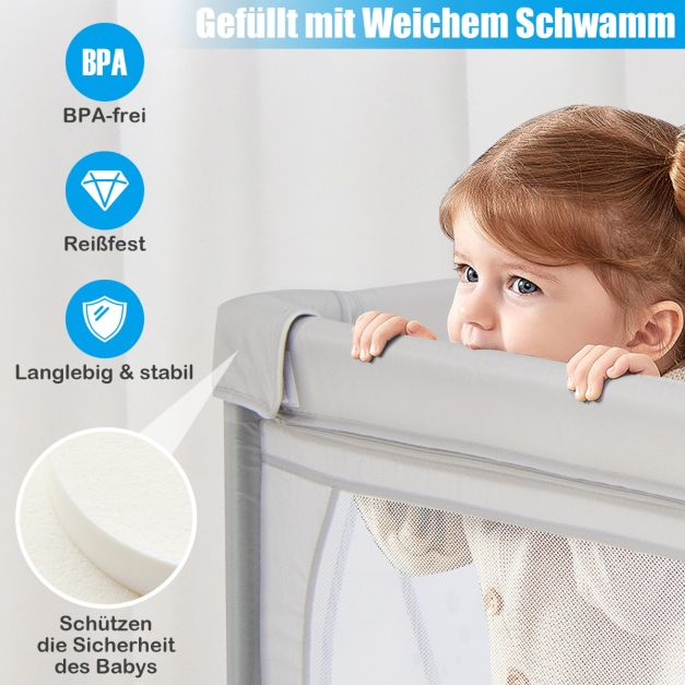 Coast Babybox mit 50 Kugeln und 2 Reißverschlusstüren – Grau – 205 x 147 x 68,5 cm