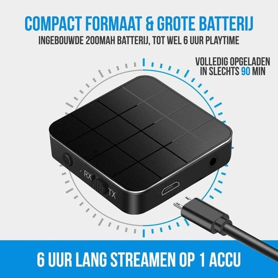 Strex - Bluetooth-Sender & -Empfänger - 10m Reichweite - AUX/RCA - Schwarz