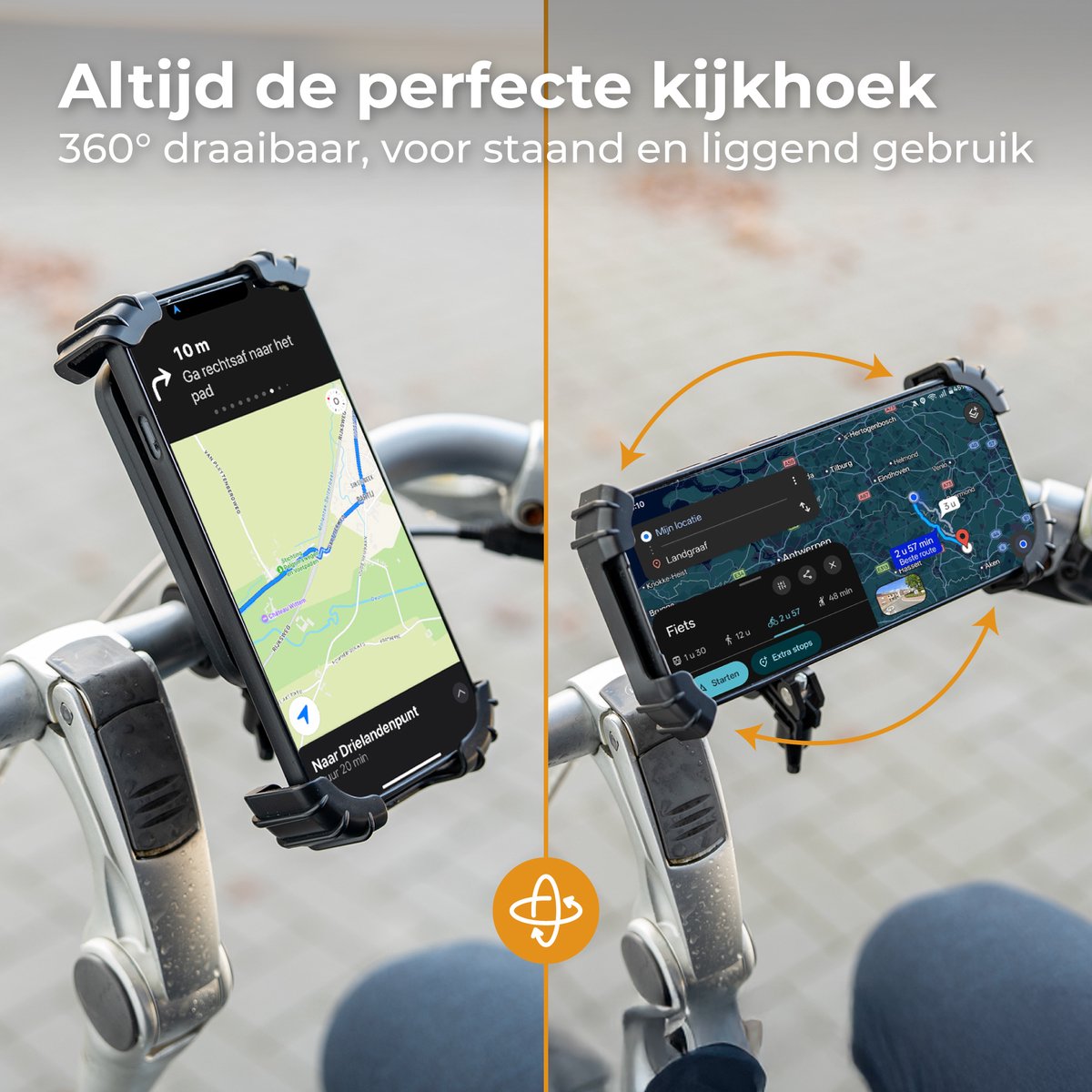 Nuvance Handyhalterung für das Fahrrad – um 360° drehbar – für 4,7–6,8 Zoll – Schwarz