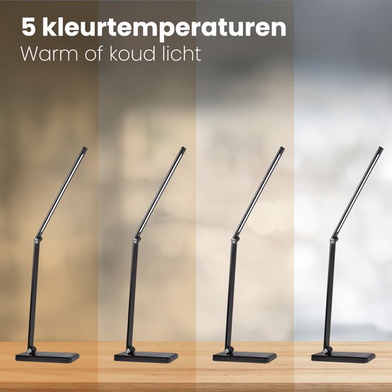 Auronic - Schreibtischlampe - LED - USB & kabelloses Laden - dimmbar - Schwarz