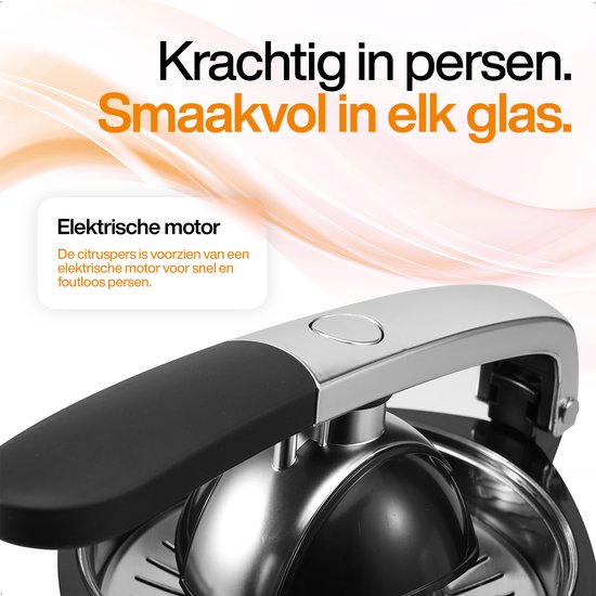 MATTI® – Elektrische Zitruspresse – Zitruspresse – Zitronenpresse – Orangenpresse – 160 W, Edelstahl, Presshebel – 18.000 U/min