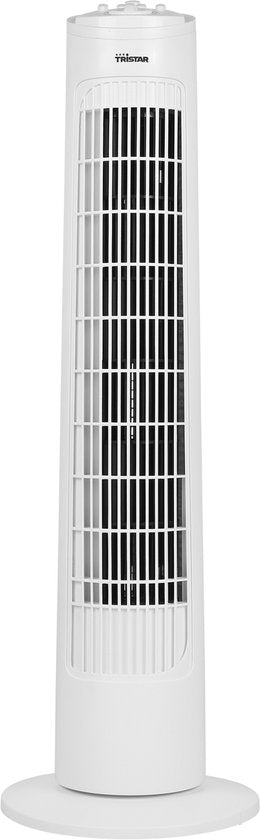 Turmventilator 76 cm – 3 Geschwindigkeitsstufen – Schwenkbar – Timer-Funktion – Kompakt & stilvoll – Tristar VE-5864 – Weiß