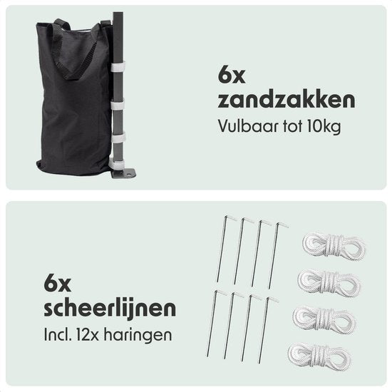 LifeGoods - Partyzelt - Faltbar - Einfacher Aufbau - Wasserdicht - Tragetasche mit Rädern - 3x6 m - Beige