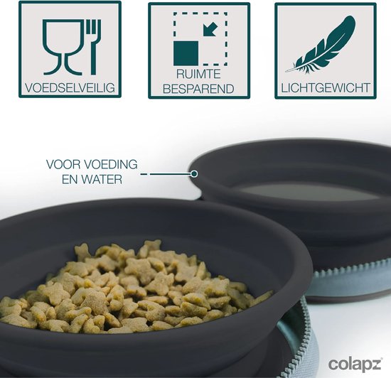 Colapz 2 x zusammenklappbarer Hundenapf – zusammenklappbare Hundenäpfe – Hundenapf – zusammenklappbarer Napf mit Reisetasche – grau – Camping mit Hund