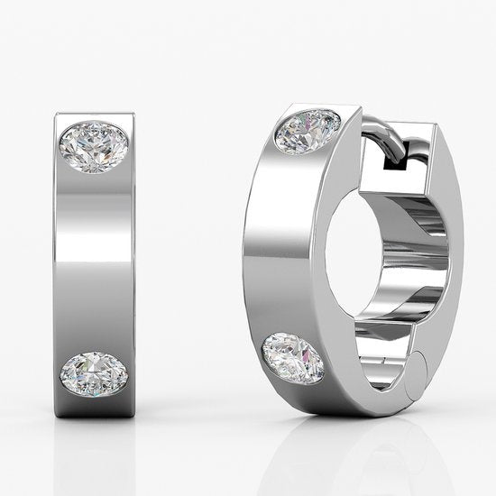 Yolora Elgance Damen Ohrringe mit Kalpa Camaka Kristalle - Silber - 18K Weißgold vergoldet - Damen Ohrringe Silber - Schmuck - Luxus Geschenk Box - Geschenk Box - Exklusive Geschenk Box - Schöne Geschenk Verpackung