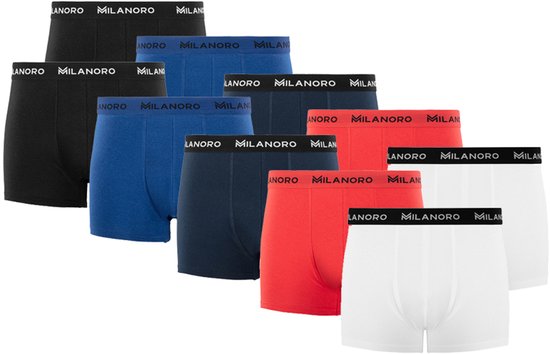 Milanoro - 10er-Set modische Boxershorts aus Baumwolle - Dunkler Mix - M