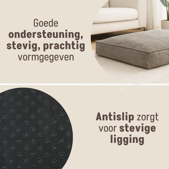 By Cee Cee Orthopädisches Hundekissen - Orthopädisches Hundekörbchen - Hundekissen XXL - Schaumstoffflocken Füllung - Gerippter Stoff Mocha Taupe - 120x80x18cm - Arlo