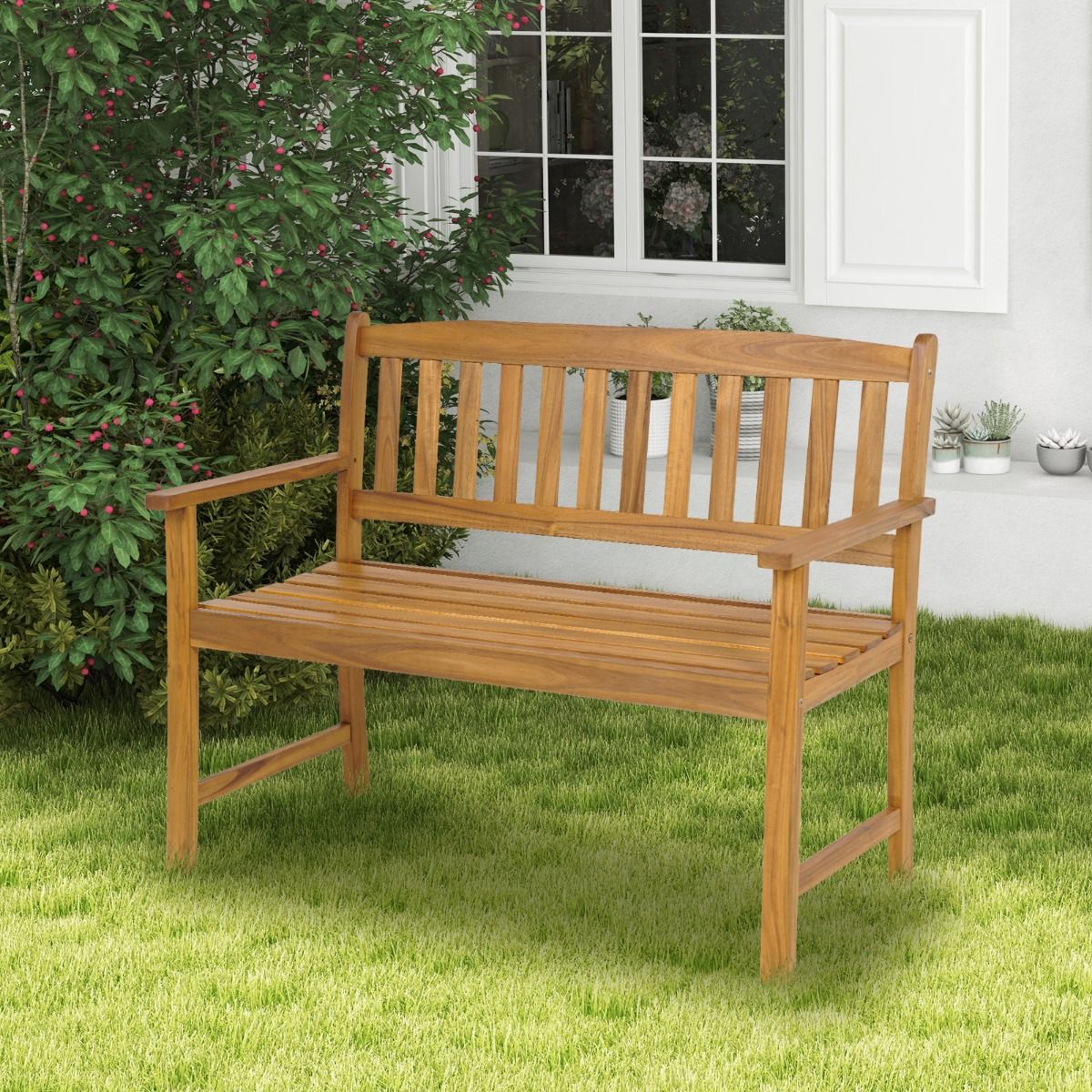 Coast Gartenbank – Massives Akazienholz – 2-Sitzer – Tragkraft bis zu 360 kg – Natur – 110 x 56,5 x 86 cm