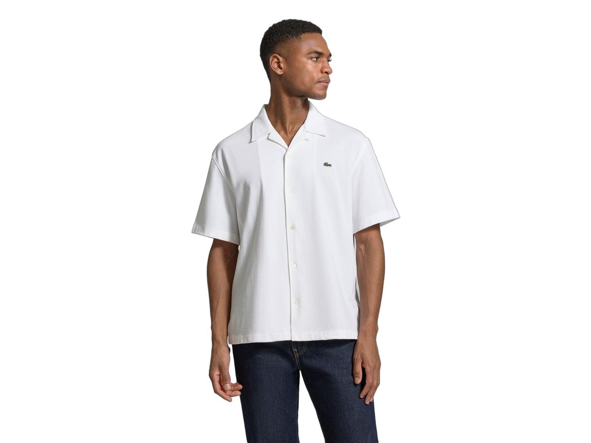 Lacoste-Hemd – Petit-Piqué aus Bio-Baumwolle – Größe 43 – Weiß