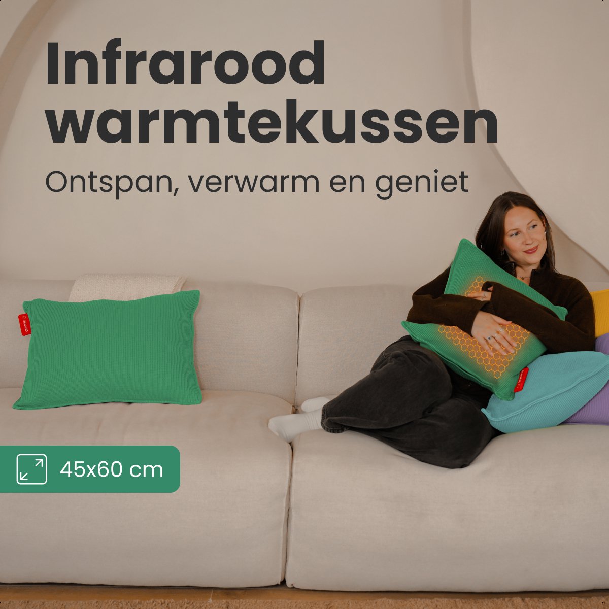 Auronic Wärmekissen - Gestrickt - 45x60 - Kabellos - Wiederaufladbar - Elektrisch - Infrarot - Pastellgrün