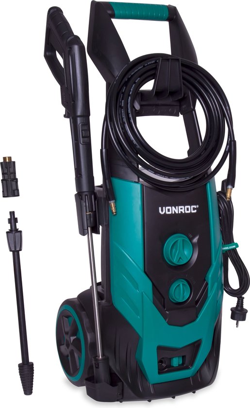 VONROC Hochdruckreiniger V22-1 2200W - 170 bar - 450 l/h - Inkl. 8m Schlauch, Reinigungsmitteltank, Düsen und Zubehör