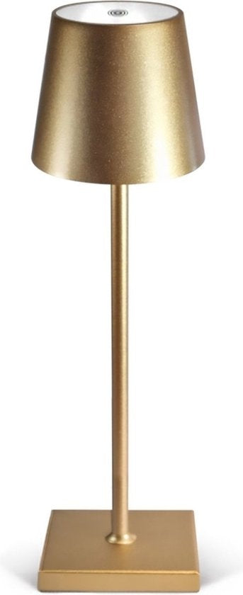 Goliving Tischlampe Wiederaufladbar - Kabellos und dimmbar - Moderne Touch-Lampe - Nachtlampe für das Schlafzimmer - 38 cm - Gold