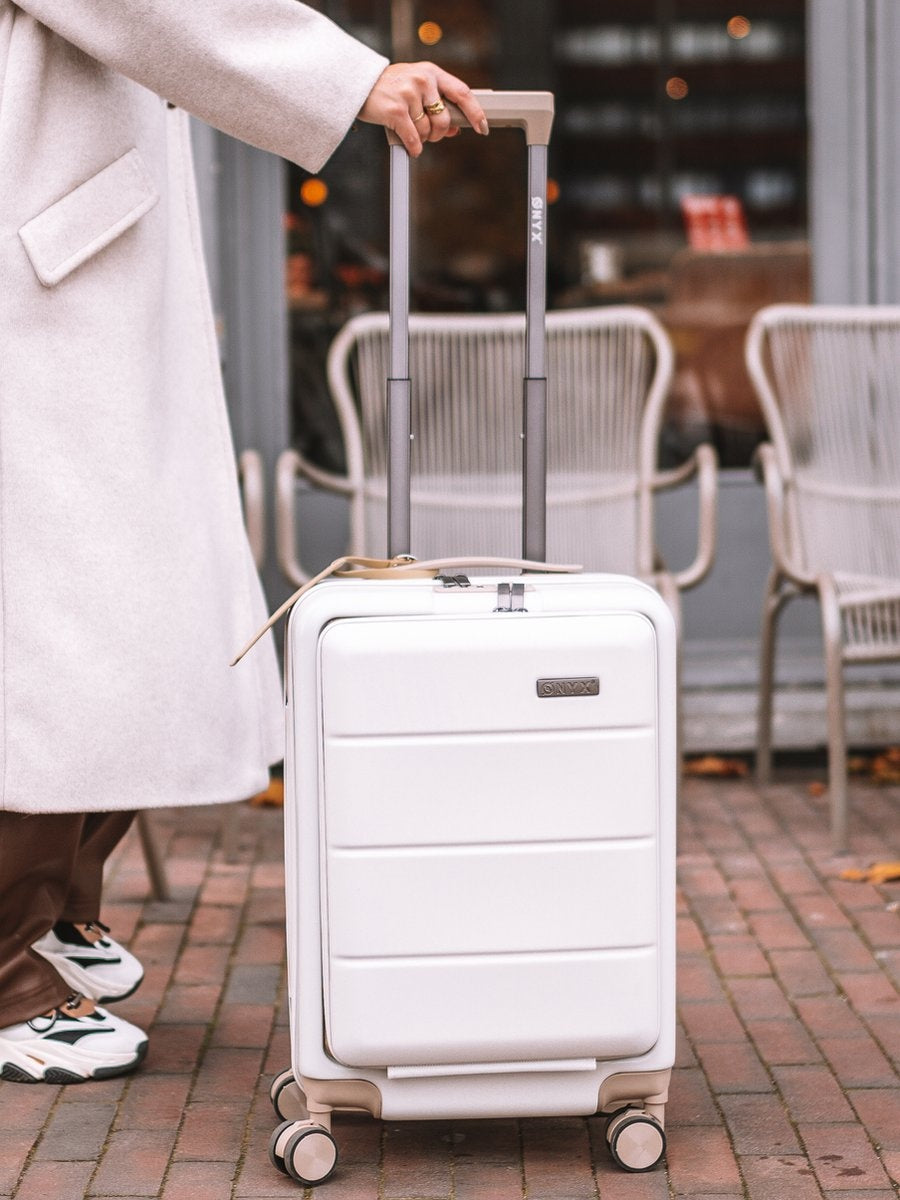ONYX® - Handgepäck Koffer 35 L - Leise Spinner-Räder - Leichter Trolley - Doppeltes TSA-Schloss - Praktische Fronttasche - 55 cm - Beige