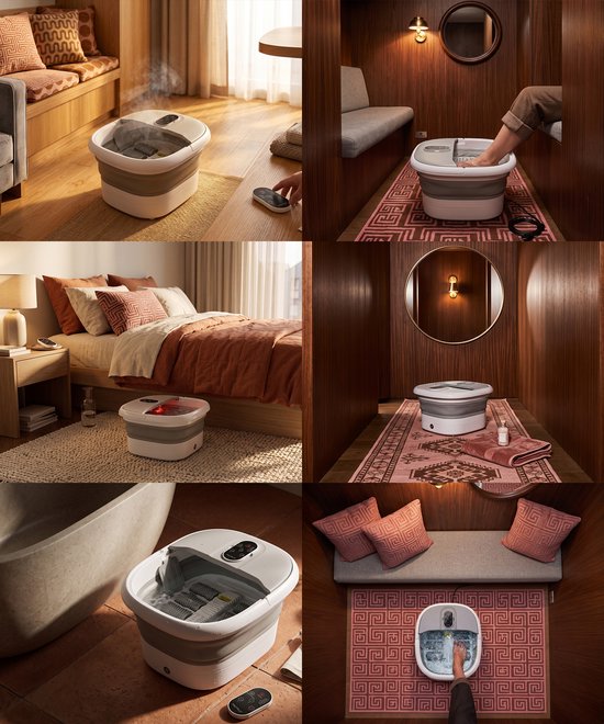 ProTrue® Fußbad mit Massage – Zusammenklappbares elektrisches Fußbad mit Massagerollen – Fußmassagegerät mit Sprudelfunktion und Heizfunktion bis 46 °C