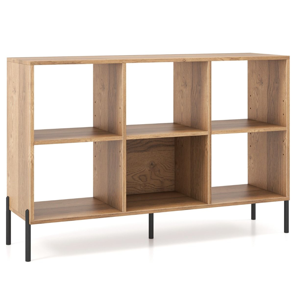 Coast Bücherregal – 6 Fächer – 2 Ebenen – verstellbare Einlegeböden – weiß/natur