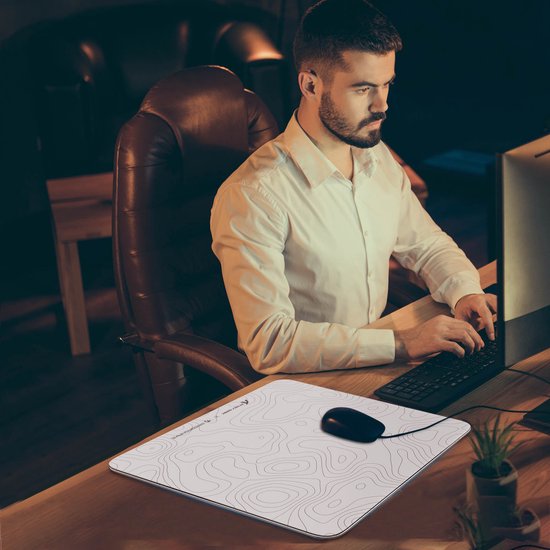 ATTACK SHARK CM05 Gaming-Mauspad aus gehärtetem Glas – Glas-Mauspad – extrem glatte Oberfläche – 9H-Gehärtetes Glas – 45 × 40 cm – eSport-Gaming-Mauspad – weiße Konturlinie