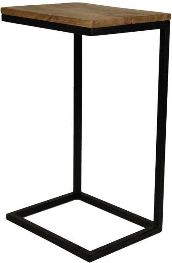 HSM Kollektion Beistelltisch Read - natur/schwarz - Mangoholz/Eisen