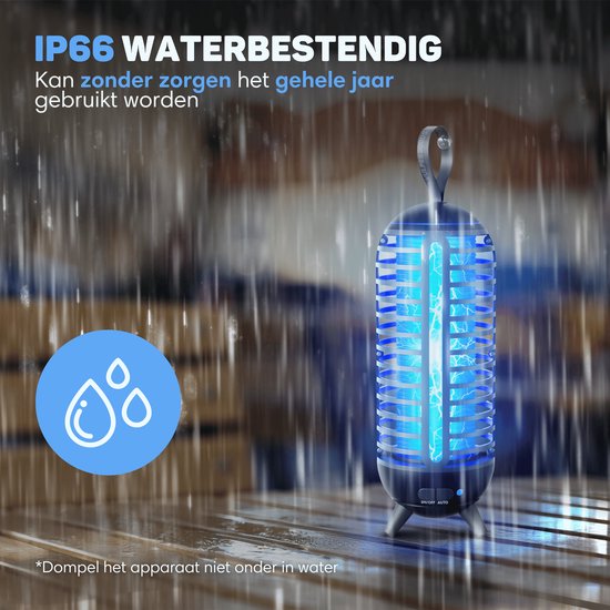 Vulpes Goods® Repellent - Mückenlampe Wiederaufladbar - Elektrischer Insektenvernichter - Fliegenlampe - Insektenlampe - UV-Modus & Nachtlicht - Aufhängbar - Wasserdicht - Inkl. Auffangschale & Reinigungsbürste