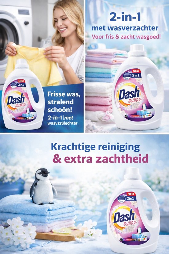 Dash 2w1 – Waschmittel – Farbschutz – 50 Waschgänge – 2,25 l