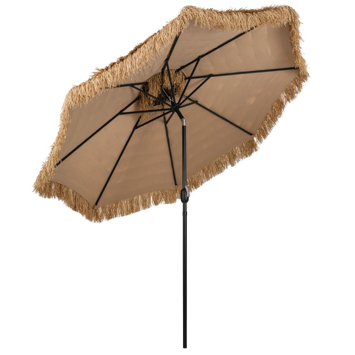 Coast 299 cm Wicker Tiki Parasol Hawaii Double Deck Market Parasol - Natur/Schwarz, Ø 299 cm x 270 cm hoch